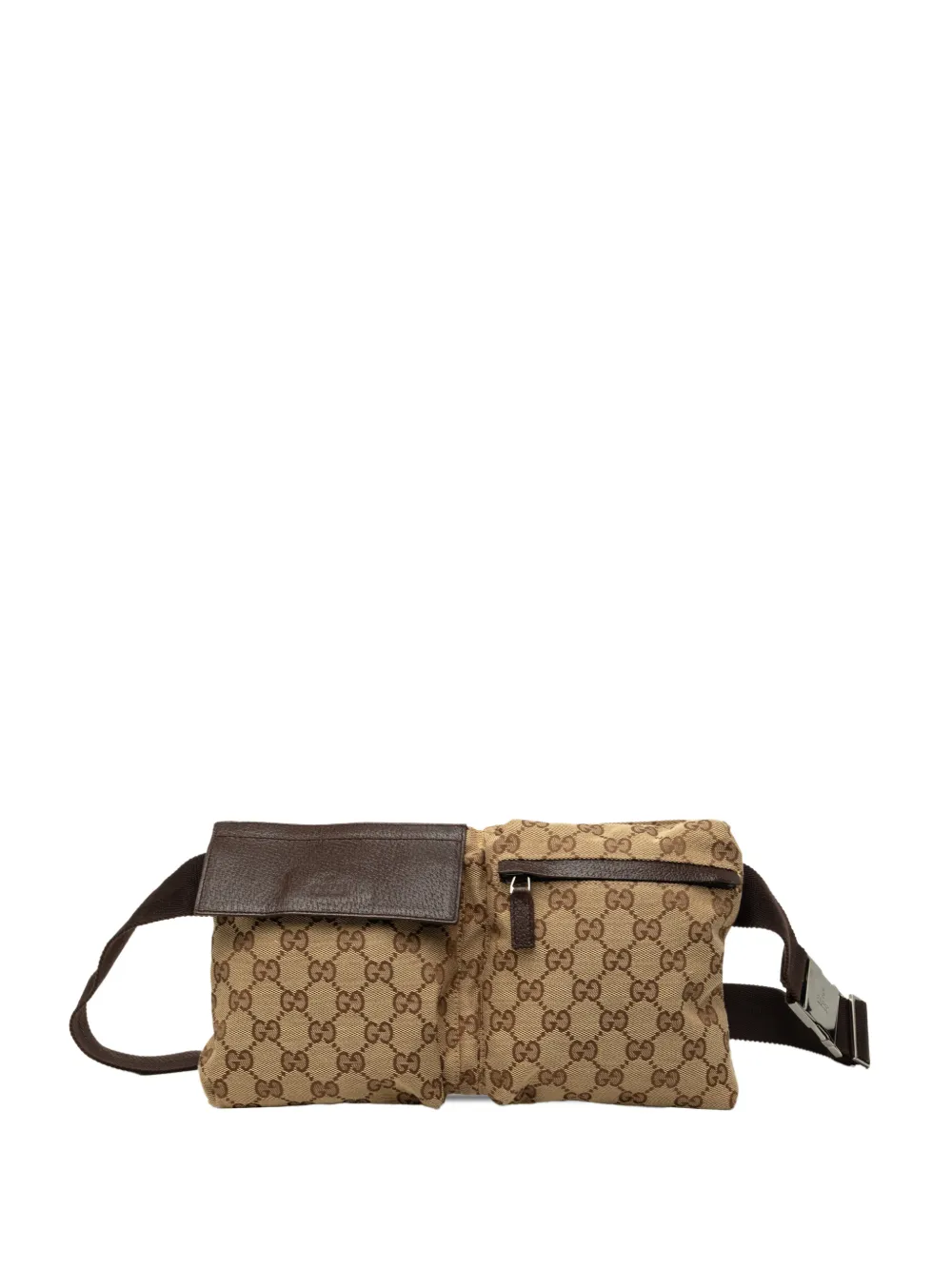 Gucci Pre-Owned 2000-2015 GG Canvas Double Pocket belt bag - Toni neutri