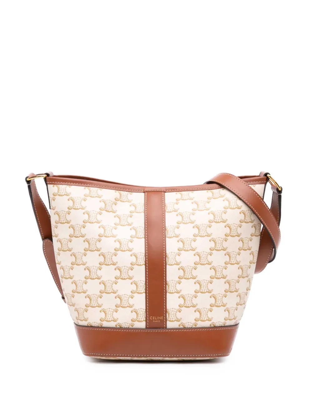 Celine Pre-Owned 2023 Small Triomphe Coated Canvas bucket bag - Toni neutri