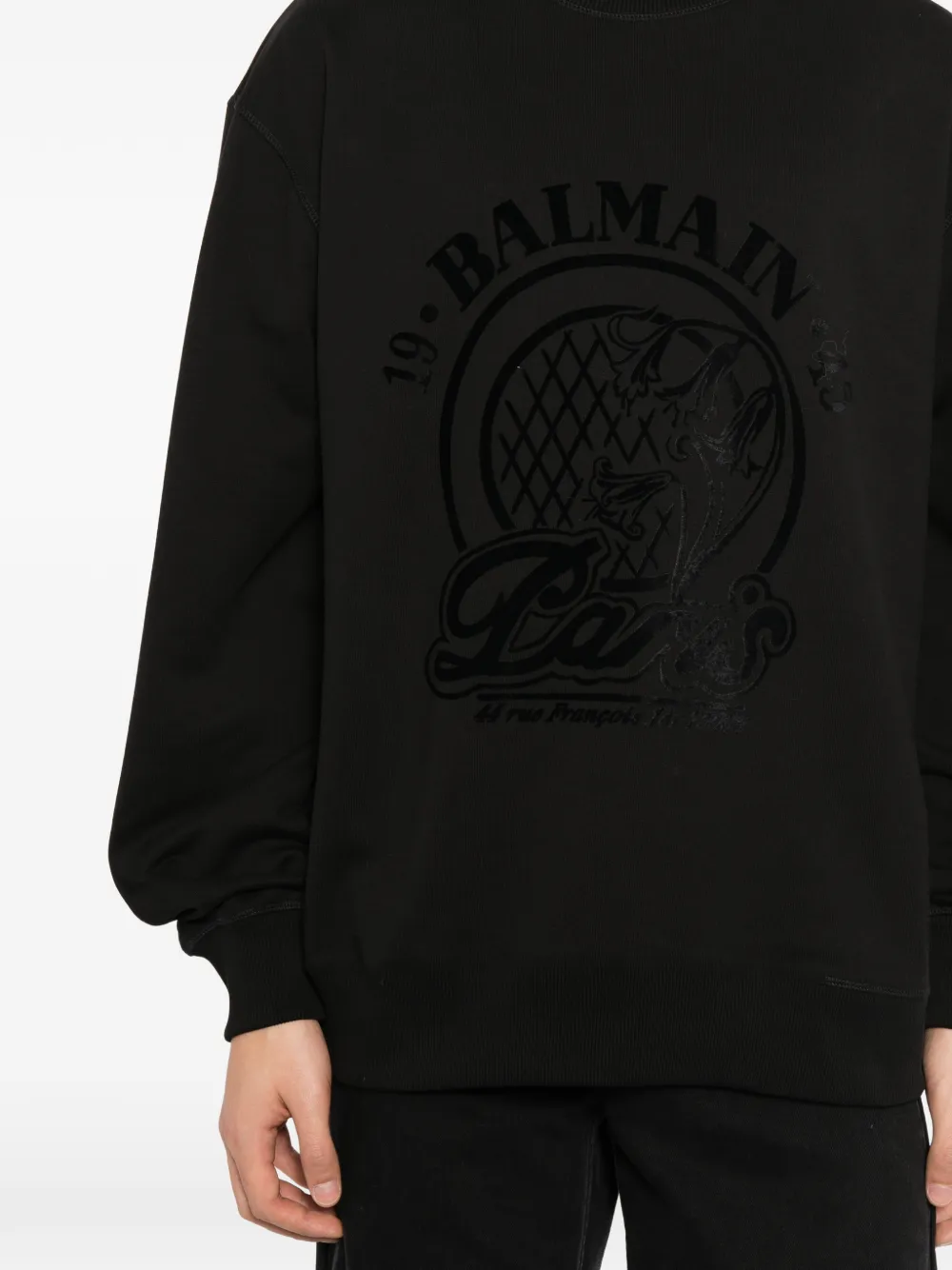 Balmain 1945 gewatteerde sweater met flock-logo Zwart