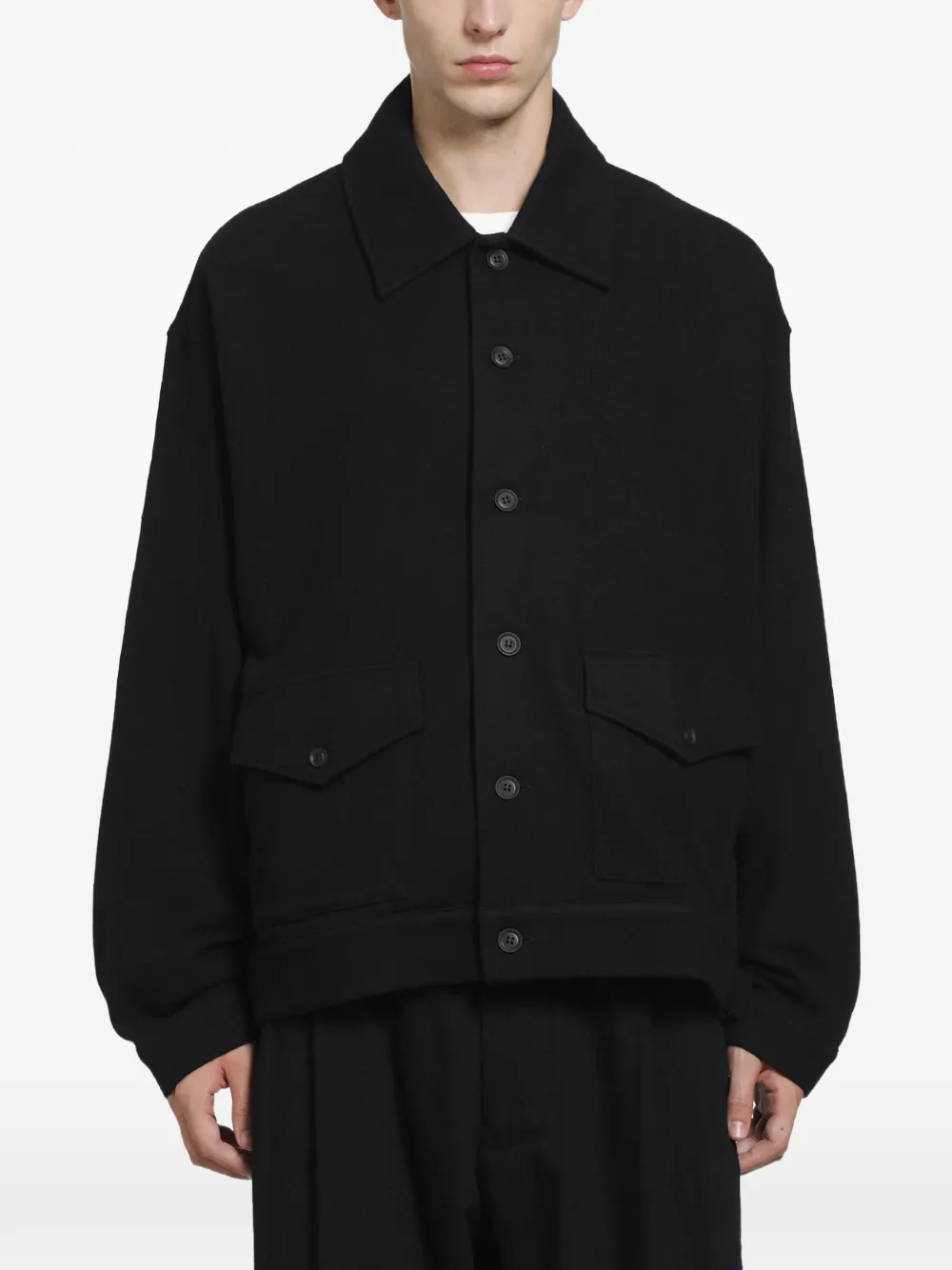 Yohji Yamamoto button-up flap-pocket shirt jacket - Schwarz