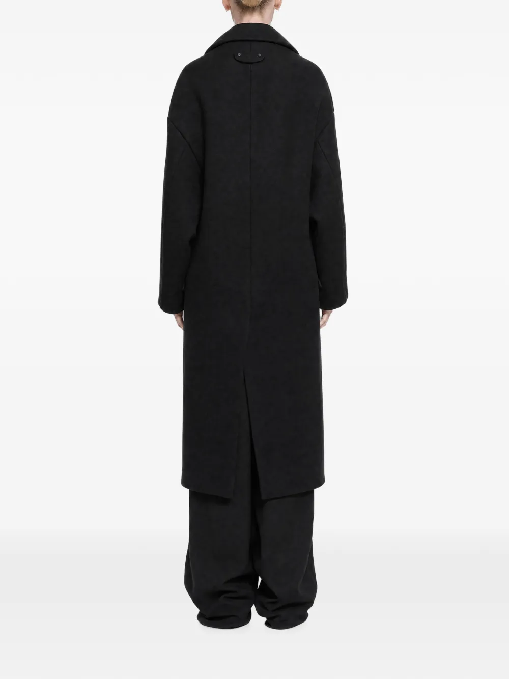 Balenciaga Maxi Stola jas met dubbele rij knopen Zwart