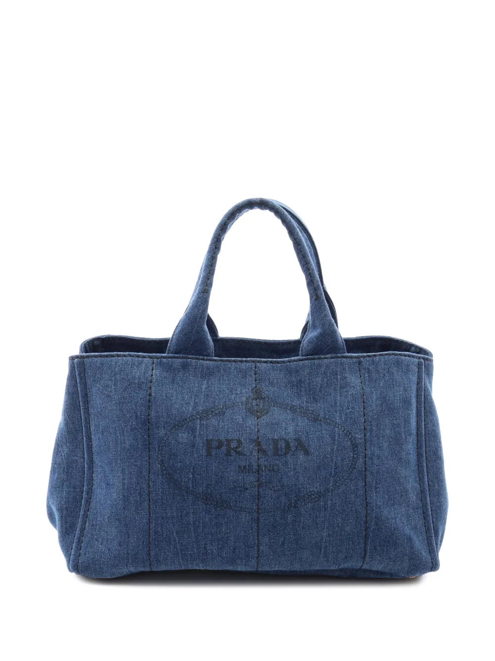 Prada Pre-Owned 2010-2026 Denim Canapa Logo Tote satchel - Blu