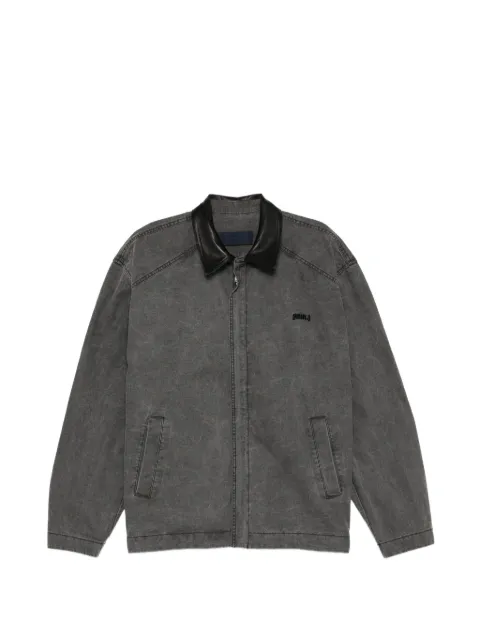 Juun.J leather-collar zip-up shirt jacket