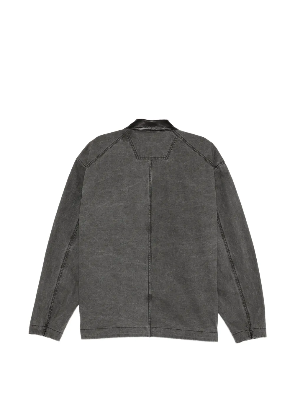 Juun.J Shirtjack met leren kraag en rits Grijs