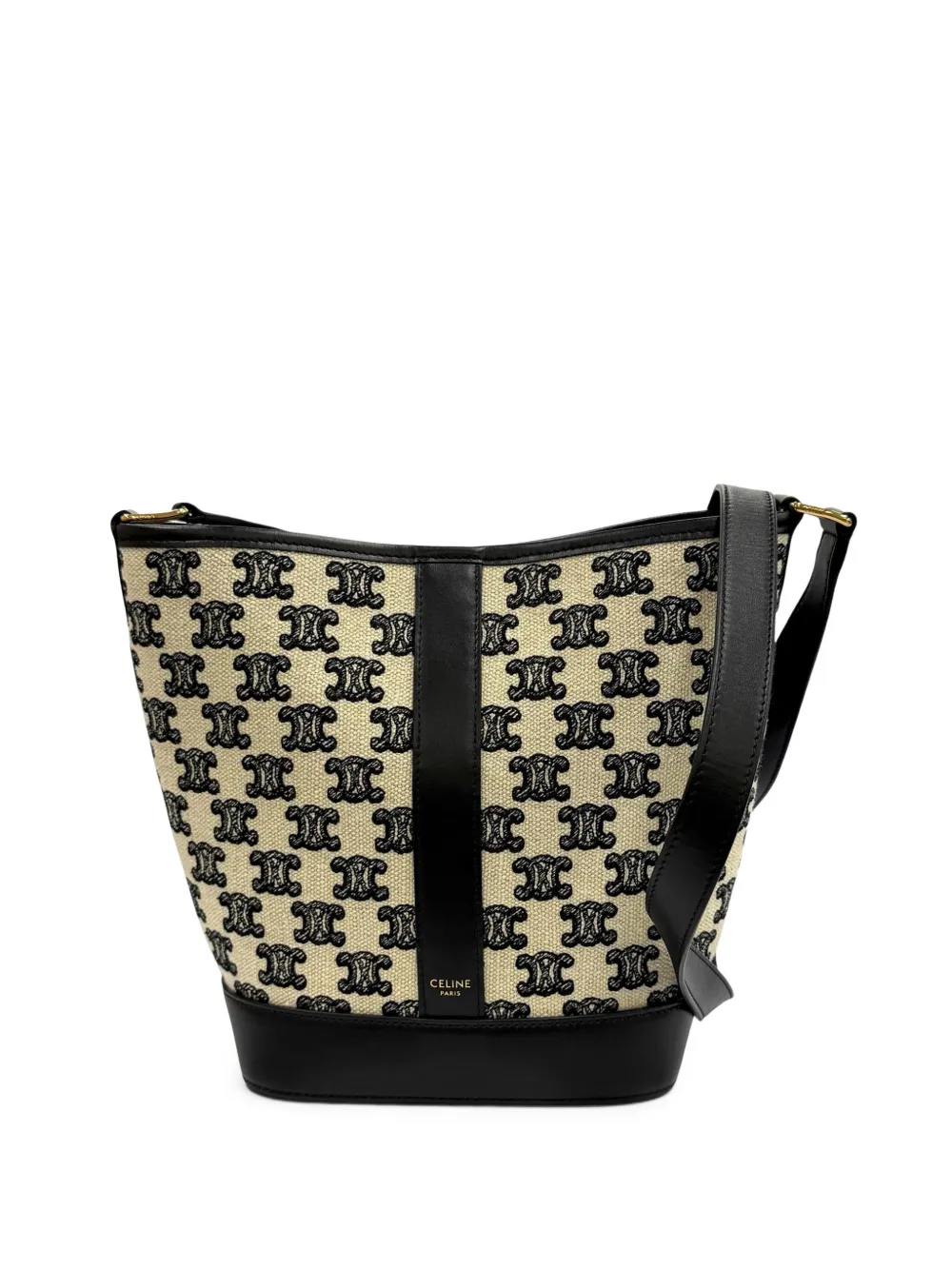 Celine Pre-Owned 2021-2026 Small Triomphe Embroidered Canvas bucket bag - Marrone