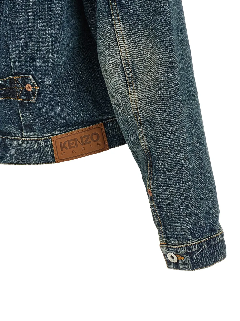 Kenzo floral-embroidered denim jacket Blauw