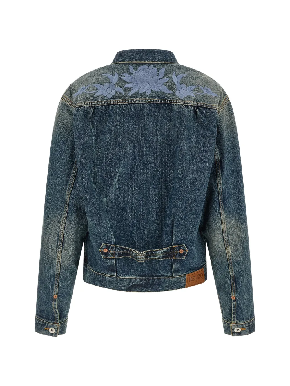 Kenzo floral-embroidered denim jacket Blauw