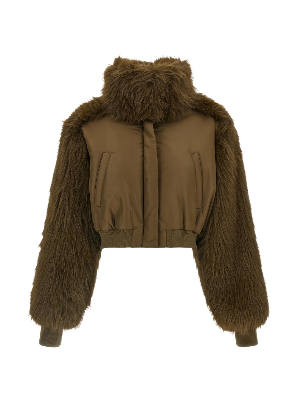 Fabiana Filippi faux-fur-trim cropped jacket - Verde