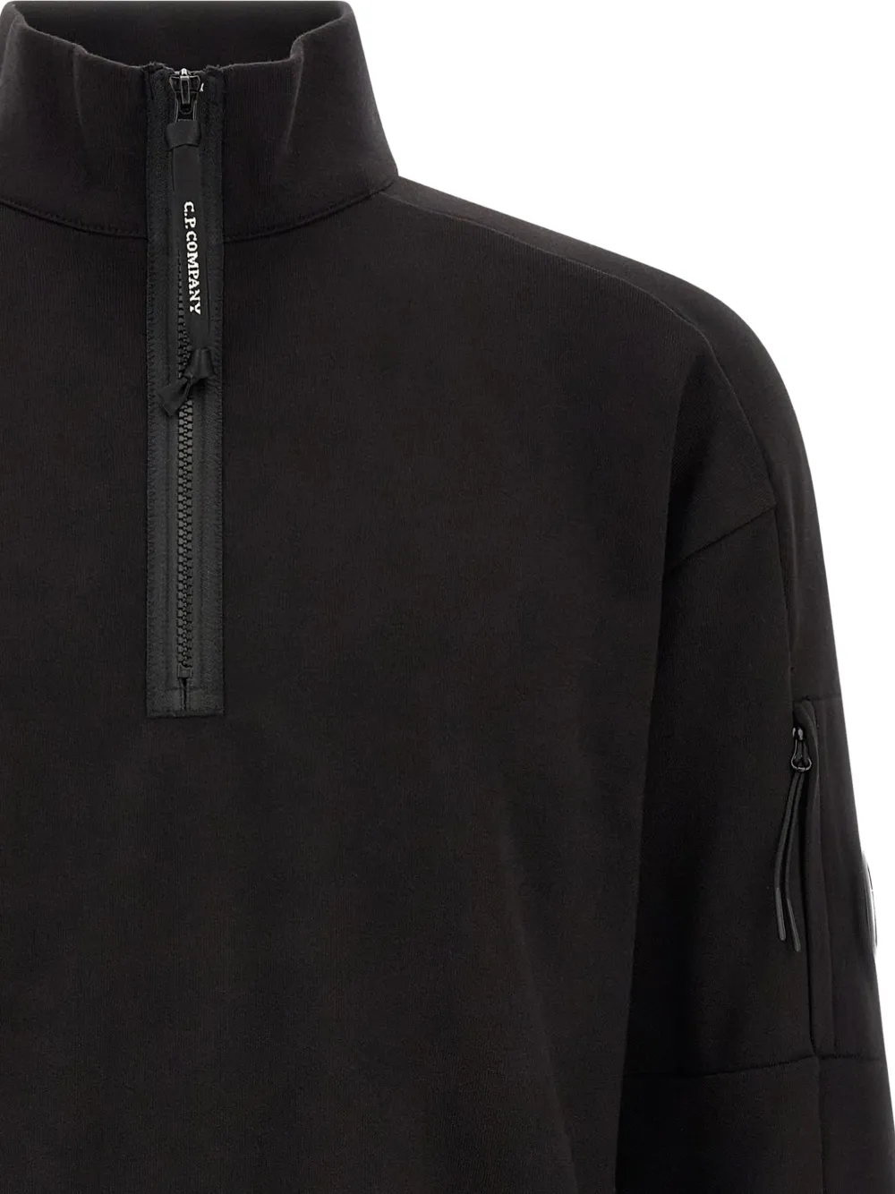 C.P. Company Trui met halve rits en Lens-detail Zwart