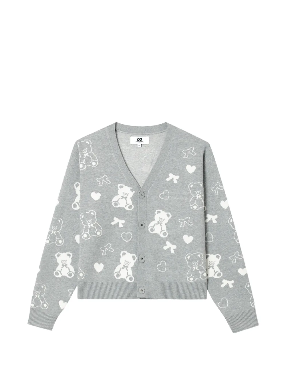 Chocoolate Bear-pattern Intarsia Cardigan In Animal Print