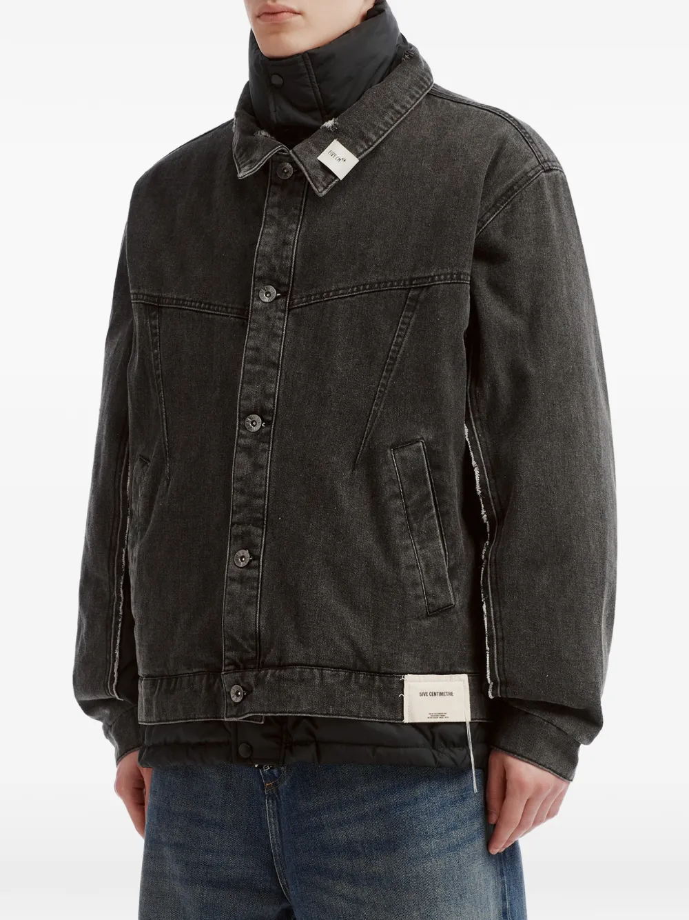 FIVE CM Gewatteerd denim jack met vlakken Grijs