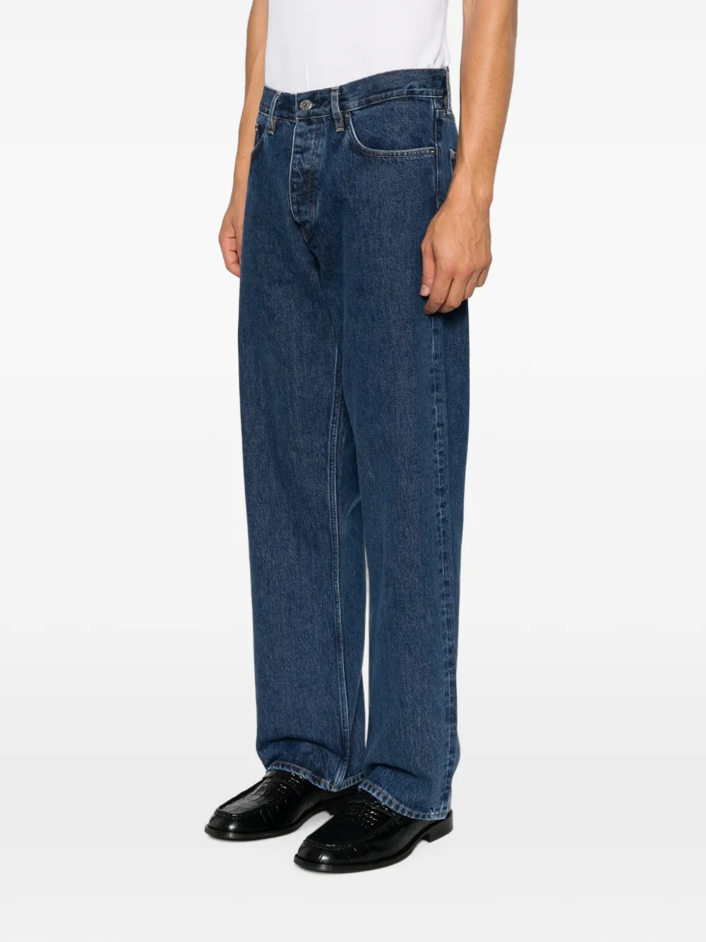 Sunflower Loose straight jeans met logopatch Blauw