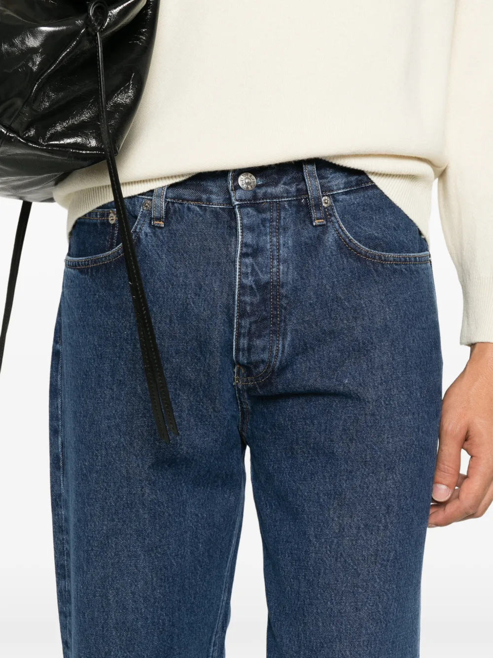 Sunflower Loose straight jeans met logopatch Blauw