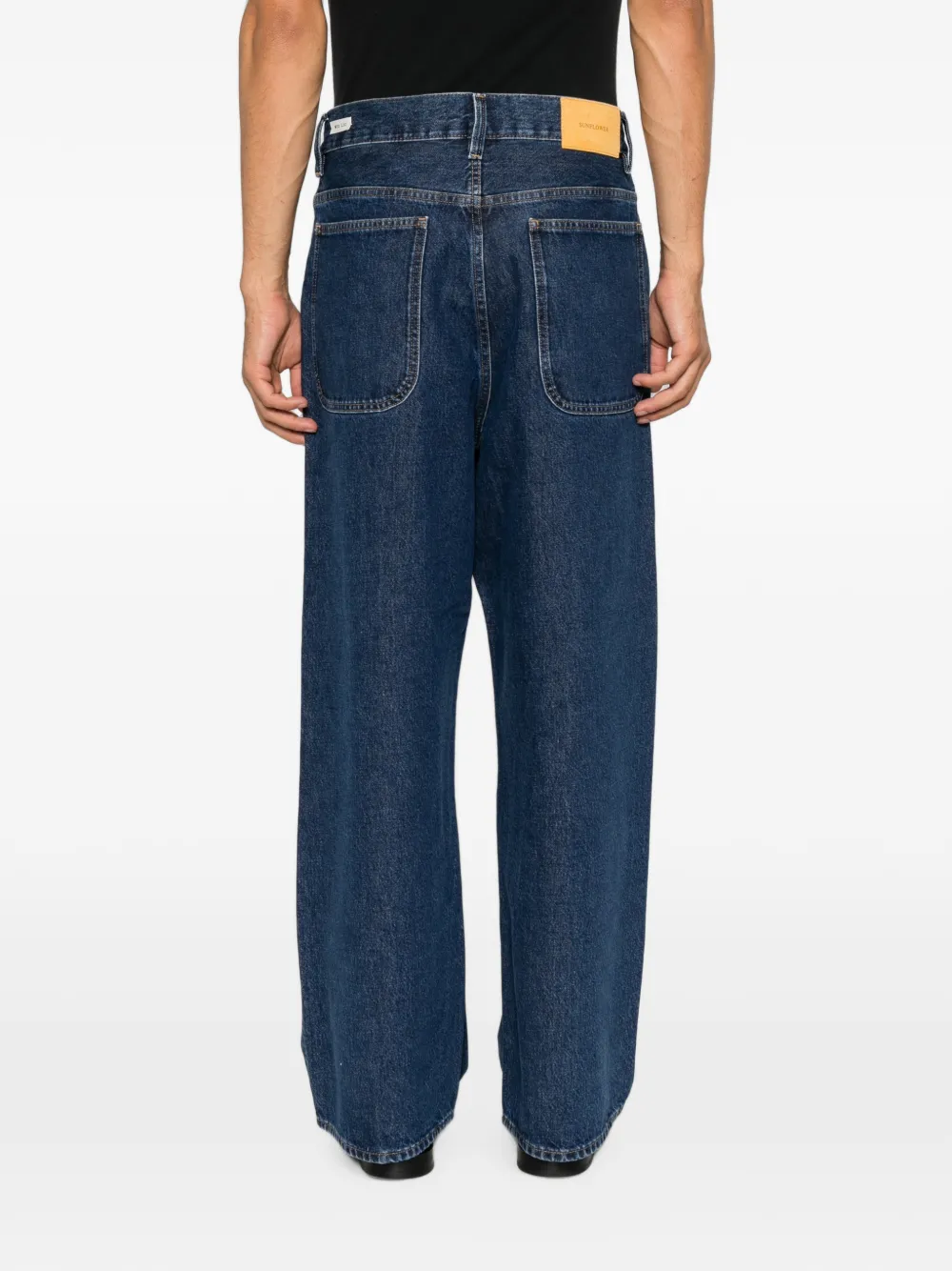 Sunflower Super Wide jeans met logopatch Blauw
