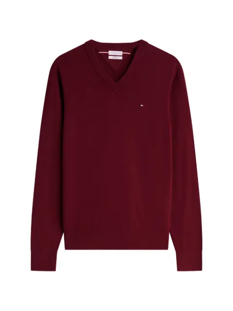 Tommy Hilfiger V-neck embroidered-logo sweater