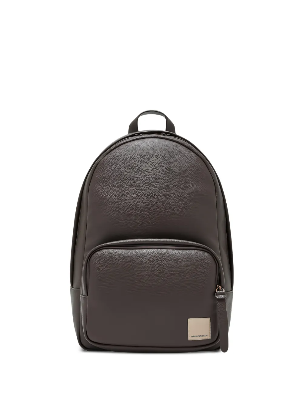 Emporio Armani logo-patch pebbled-effect backpack - Marrone