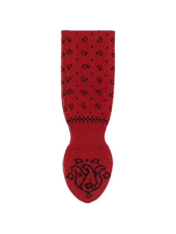 Guest In Residence Paisley-pattern Knitted Scarf in Red