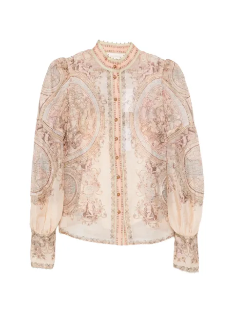 ZIMMERMANN Ascent printed puff-sleeve blouse
