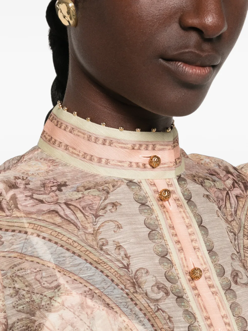 ZIMMERMANN Ascent printed puff-sleeve blouse Beige