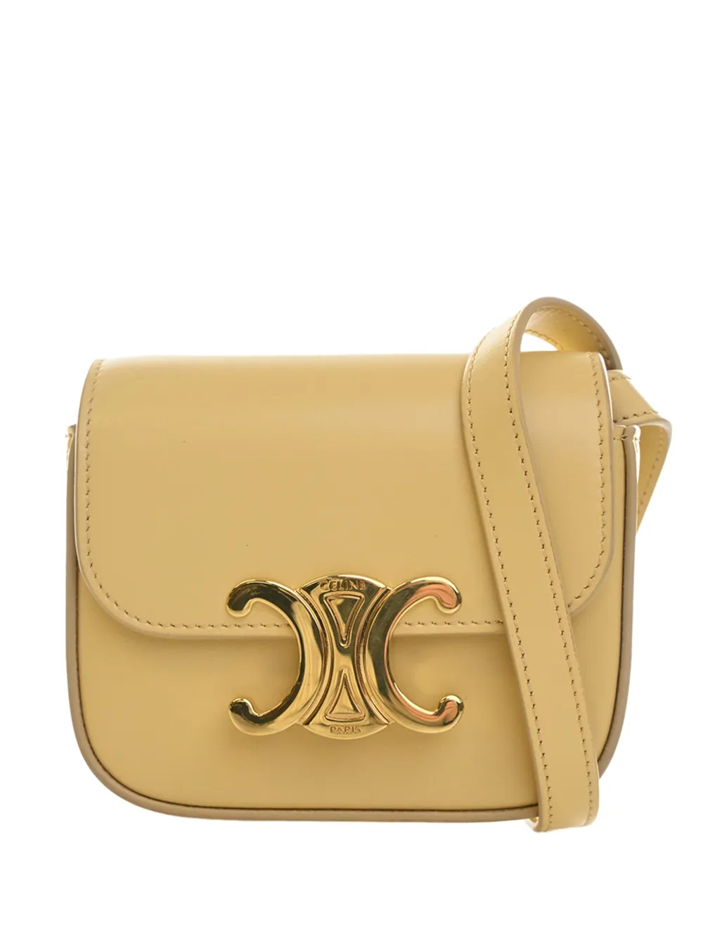 Celine Pre-Owned 2022 Mini Shiny Calfskin Triomphe crossbody bag - Giallo