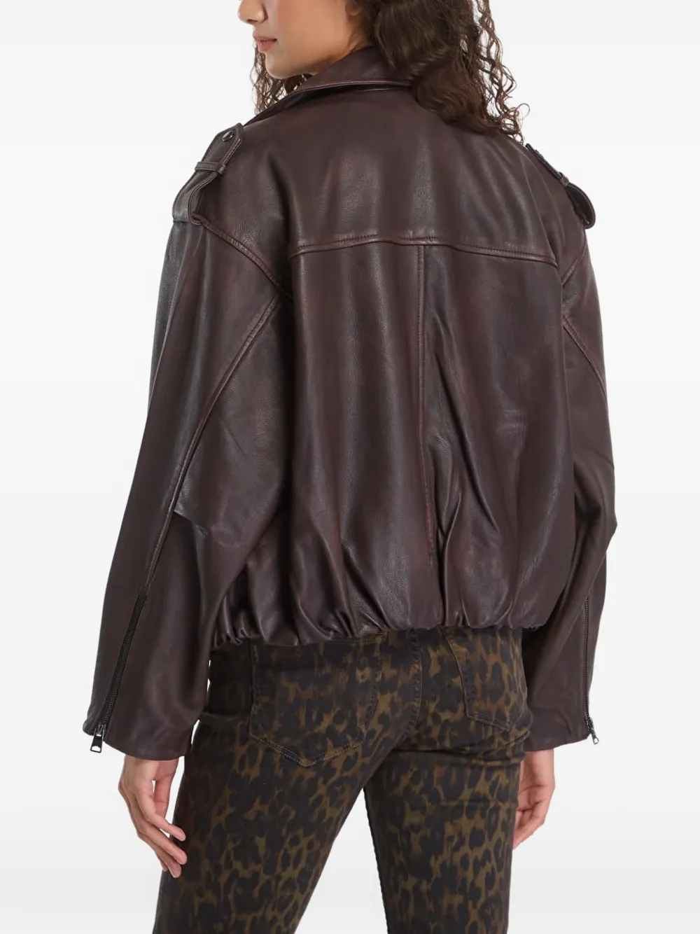 AllSaints Samina leren bikerjack Bruin