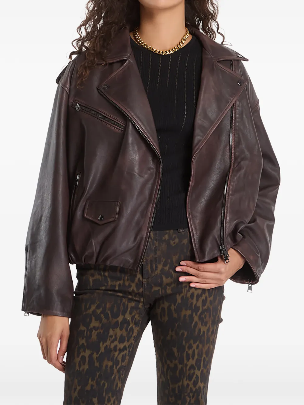 AllSaints Samina leather biker jacket - Rosso