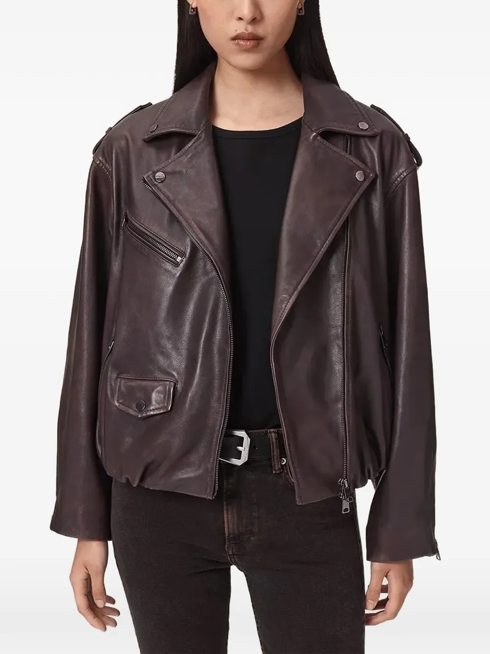 AllSaints Samina leather biker jacket - Rosso