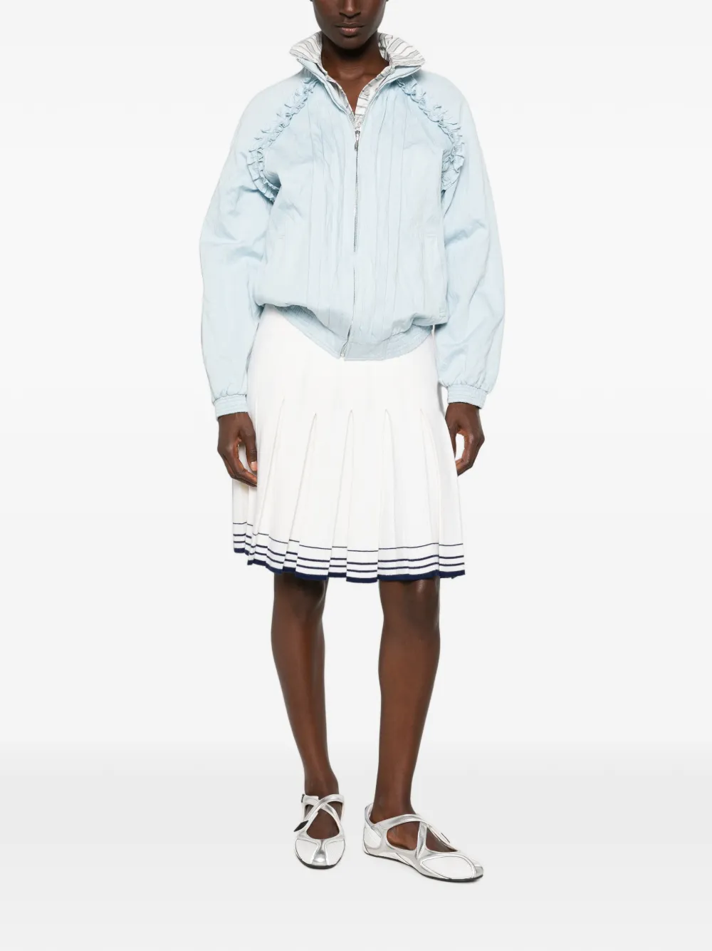 SHUSHU/TONG pleated striped-trim mini skirt
