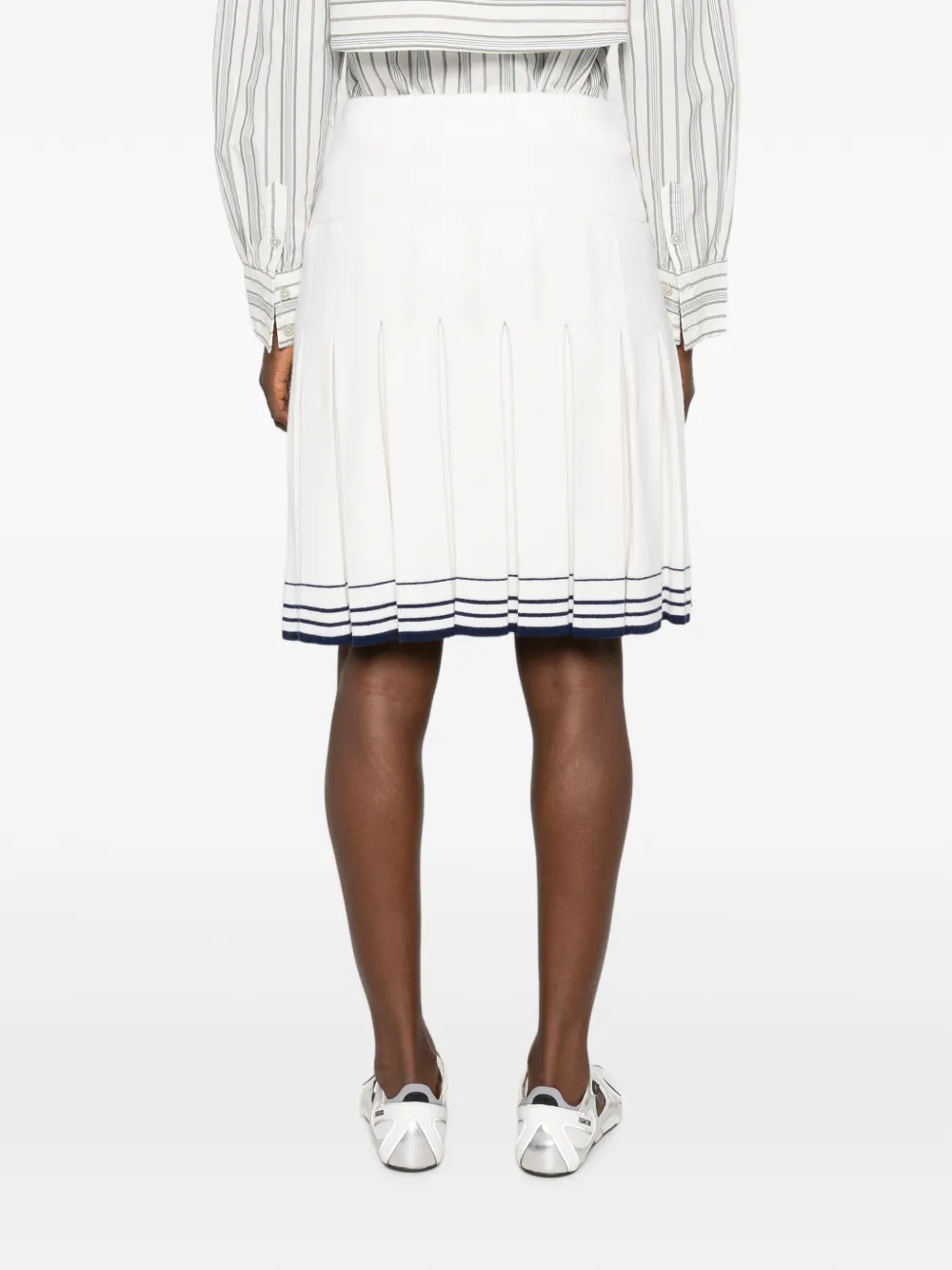SHUSHU TONG Mini-plooirok met gestreepte afwerking Beige