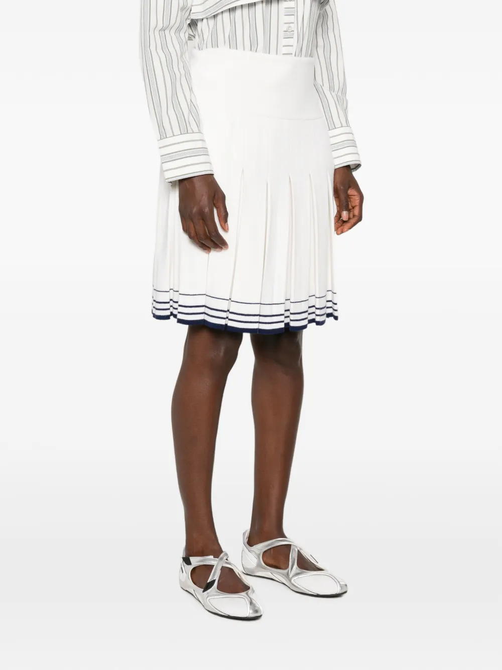 SHUSHU TONG Mini-plooirok met gestreepte afwerking Beige