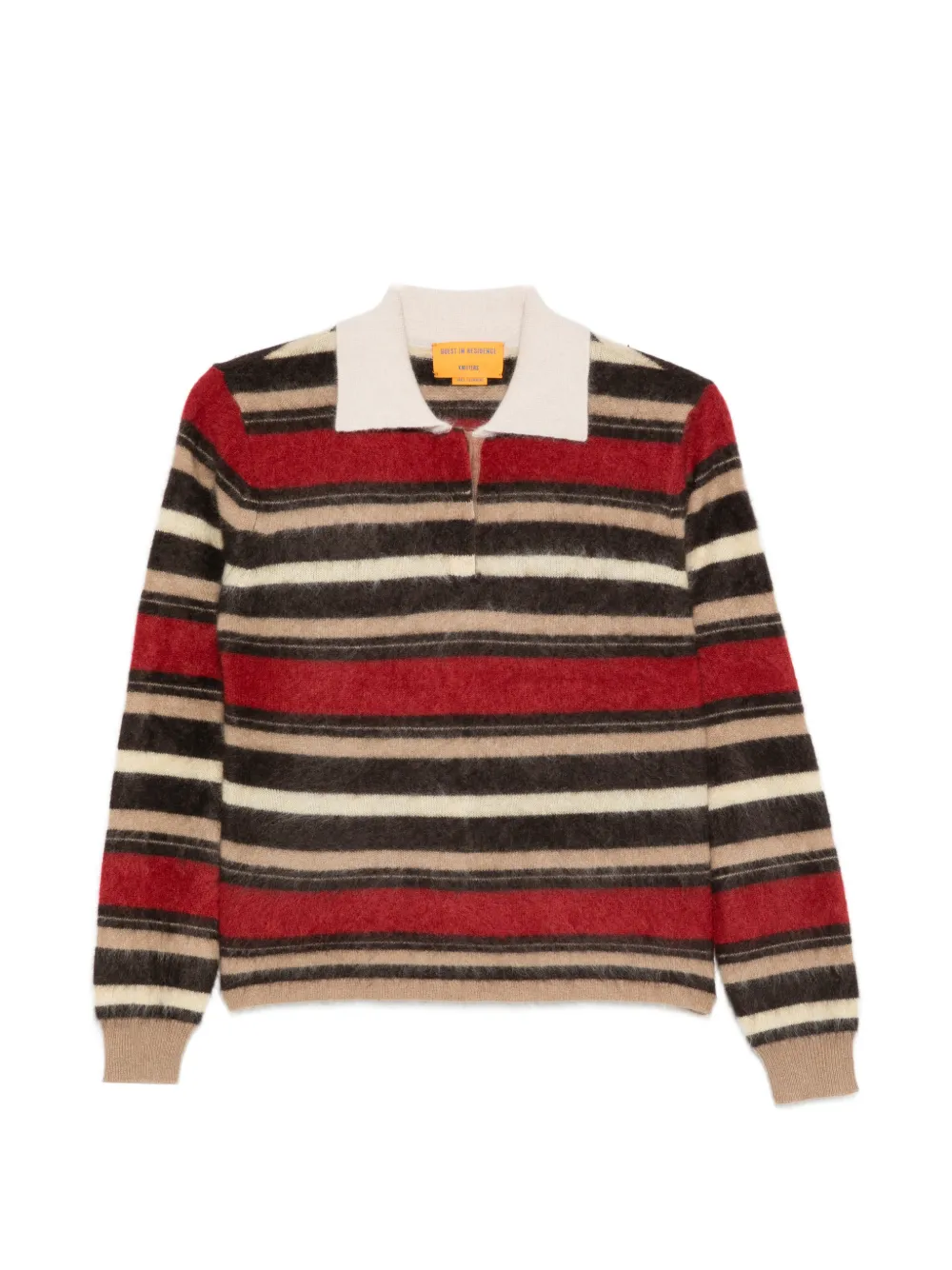 Guest In Residence Grizzly Cropped Rugby striped cashmere polo shirt