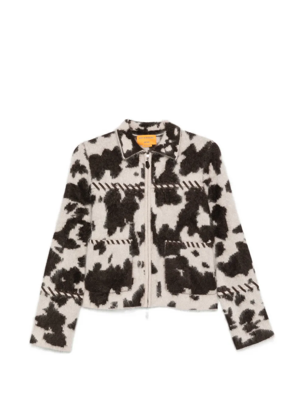 Guest In Residence cow-print whipstitch-trim jacket