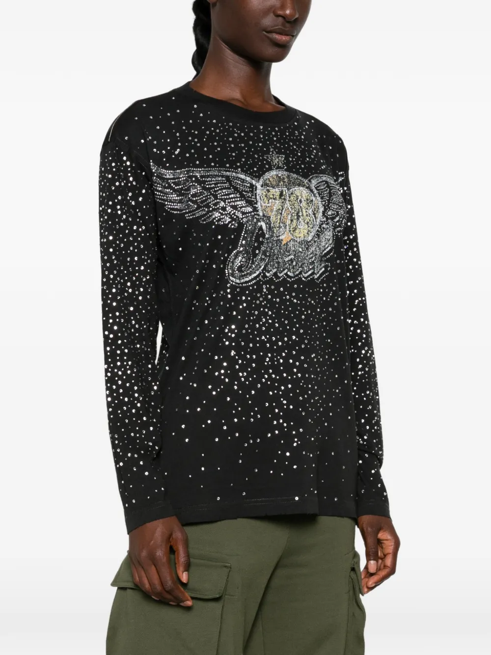 Diesel T-shirt verfraaid met stras Zwart