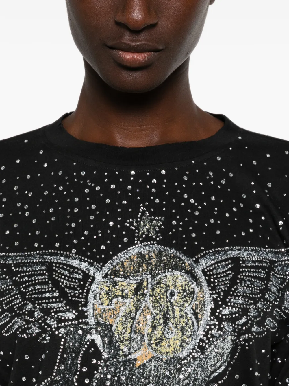 Diesel T-shirt verfraaid met stras Zwart