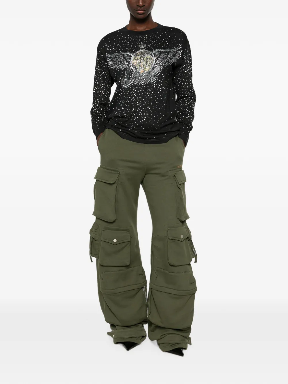 Diesel T-shirt verfraaid met stras Zwart