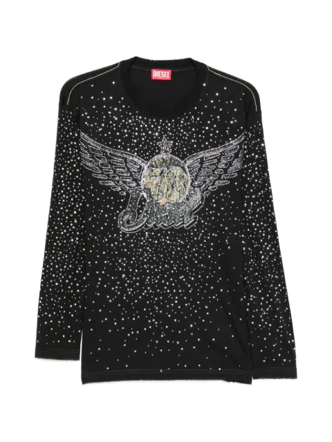 Diesel playera manga larga con detalles de strass