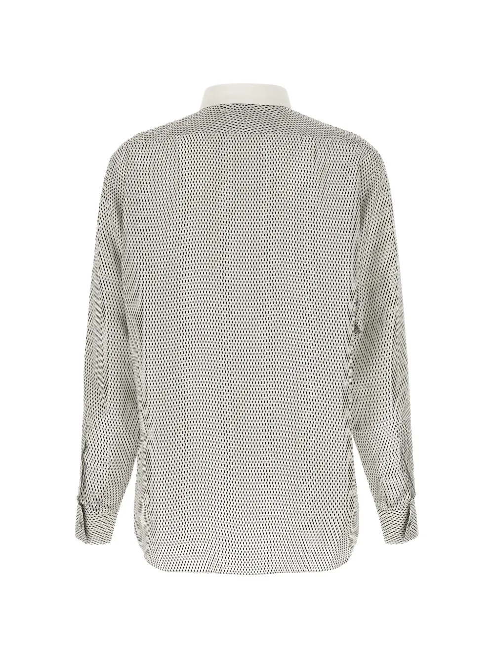TOM FORD micro-geometric print contrast-collar shirt Wit