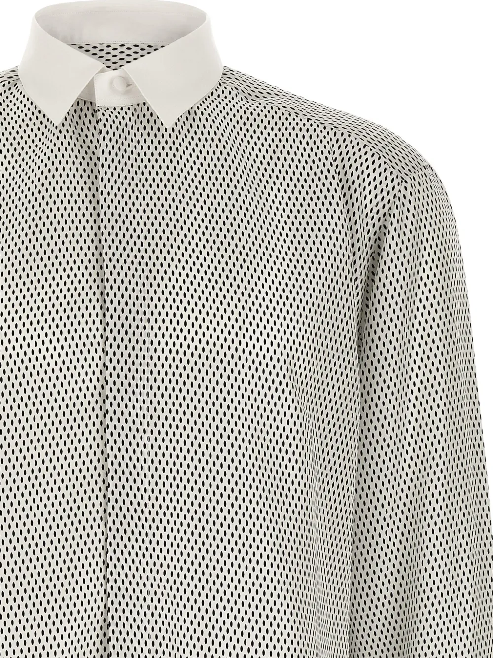 TOM FORD micro-geometric print contrast-collar shirt Wit