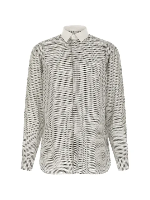 TOM FORD micro-geometric print contrast-collar shirt