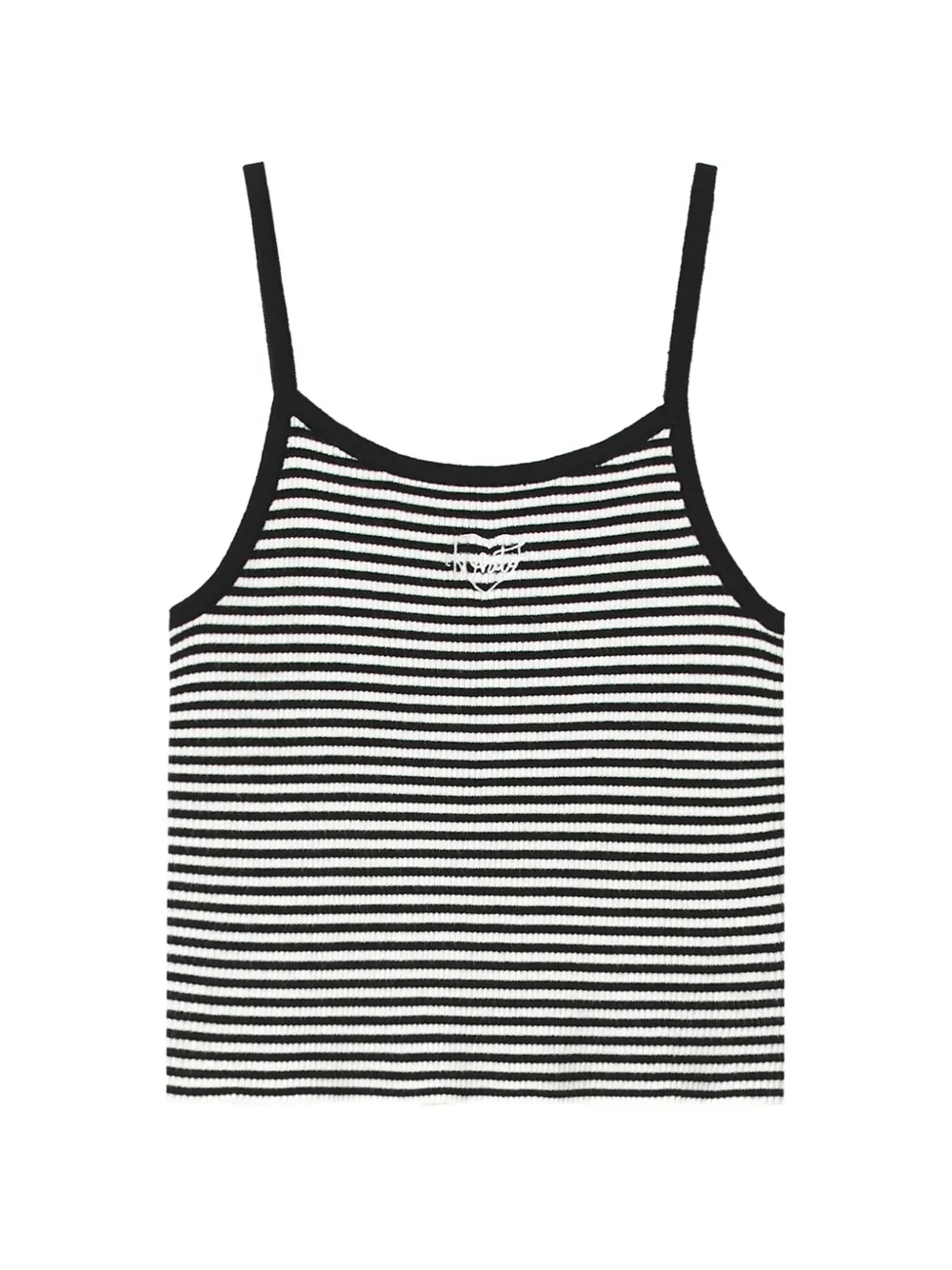 CHOCOOLATE Ribgebreide gestreepte tweedelige set met vest en top Zwart