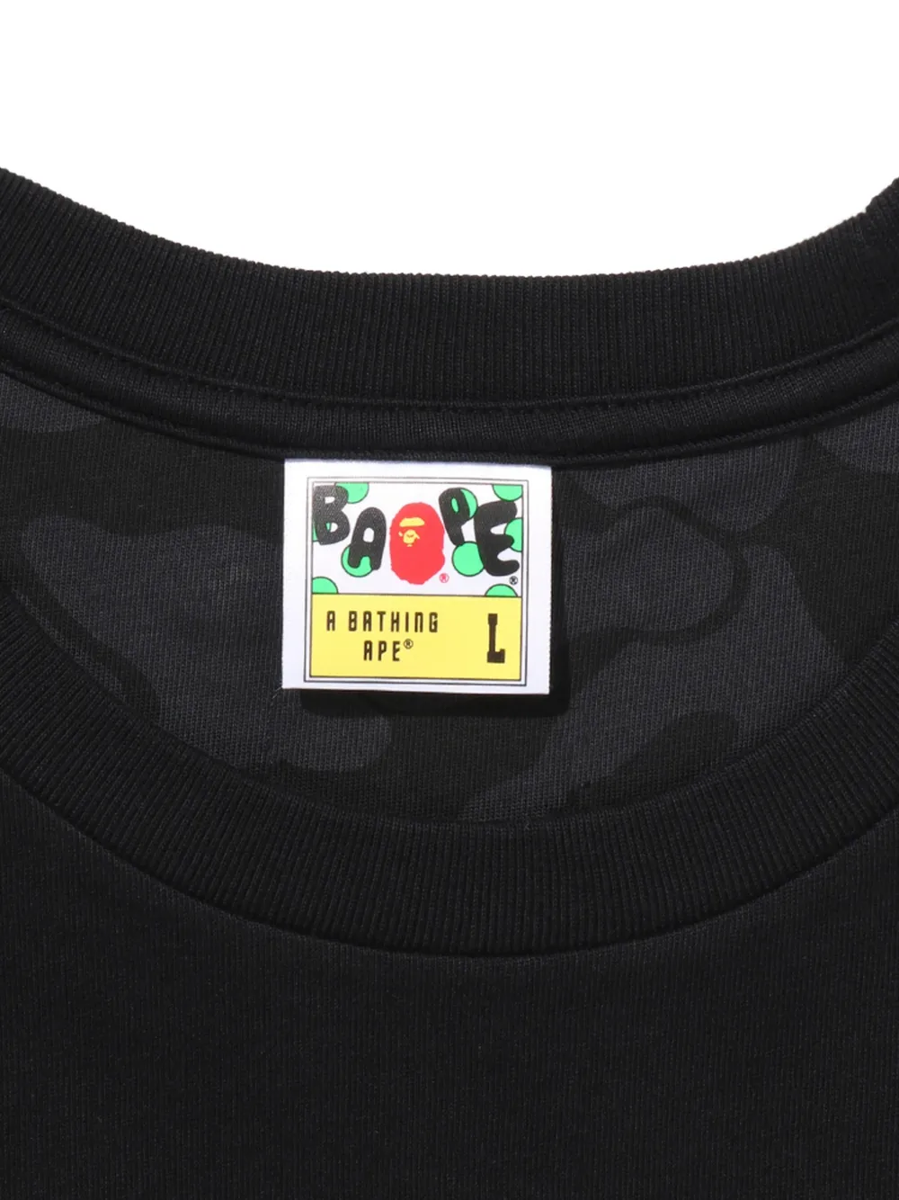 A BATHING APE Head T-shirt met borduurwerk Zwart