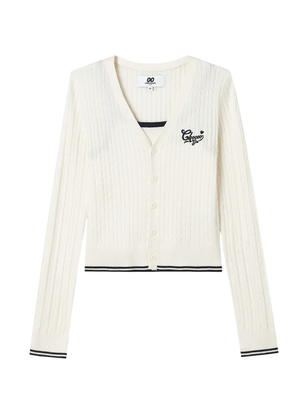 CHOCOOLATE ribbed-knit striped cardigan and top set (set of two)