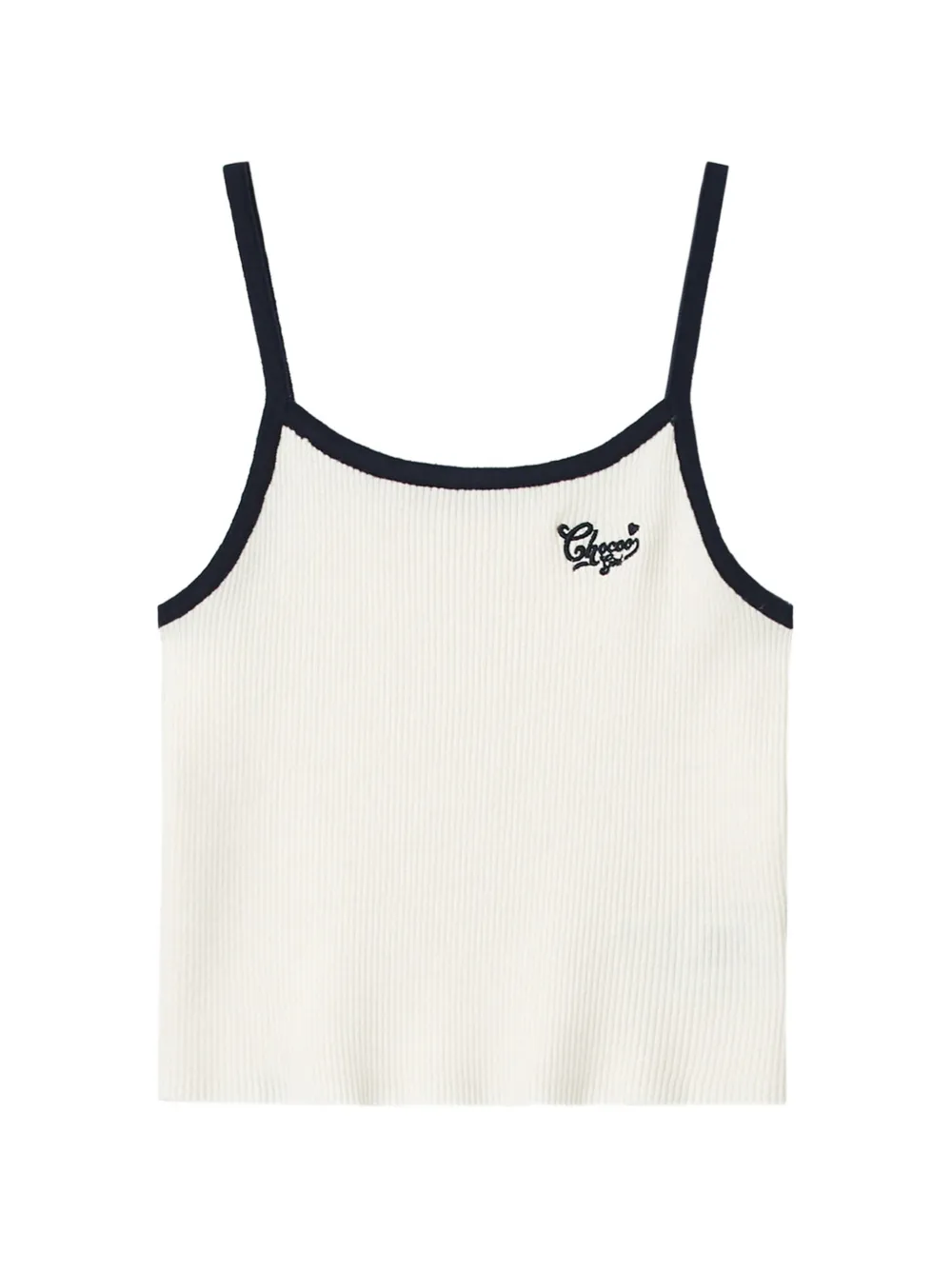 CHOCOOLATE Ribgebreide gestreepte tweedelige set met vest en top Wit