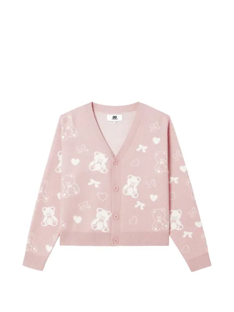 CHOCOOLATE teddy-bear intarsia cardigan