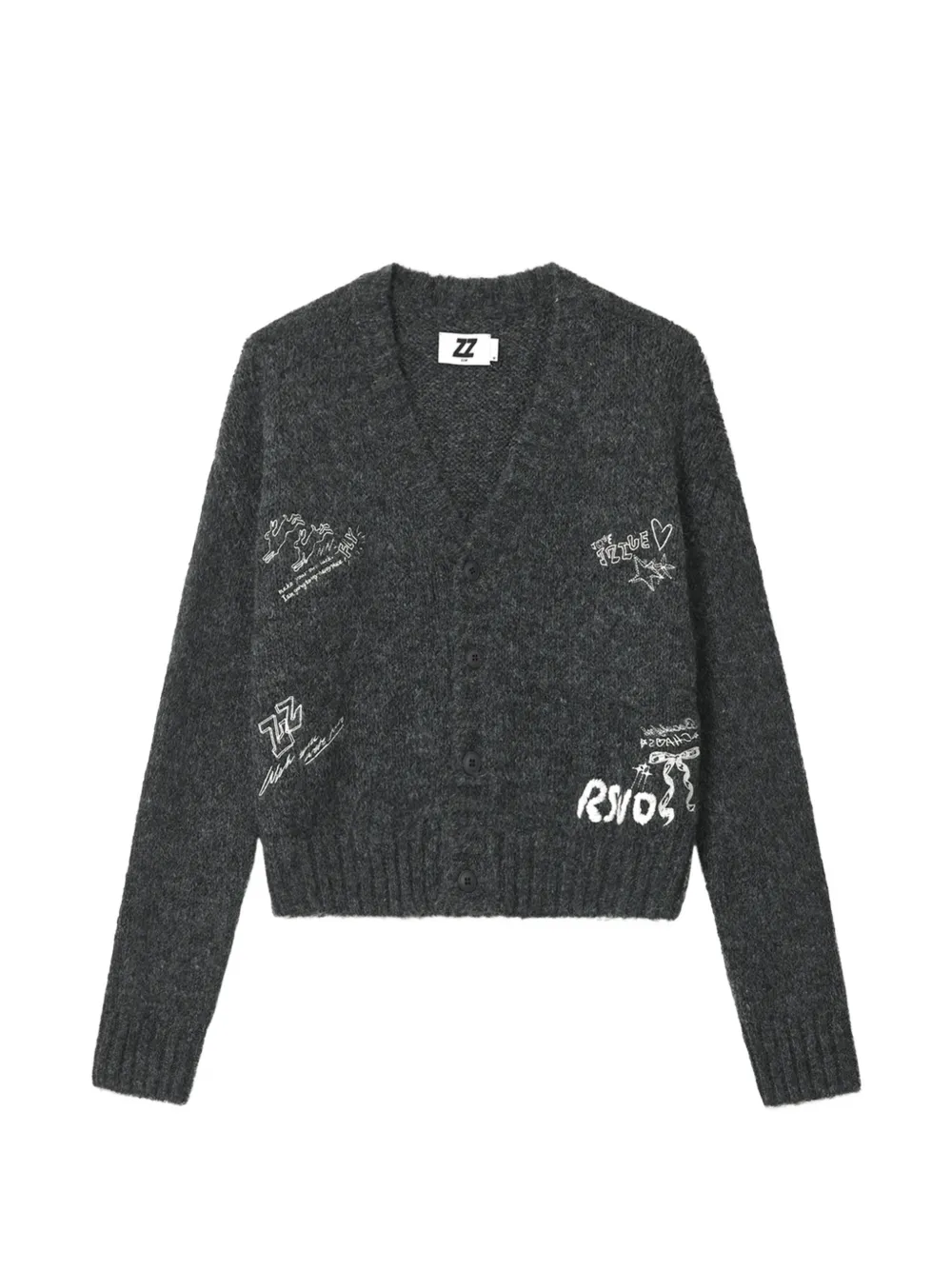 izzue graphic-print knitted cardigan