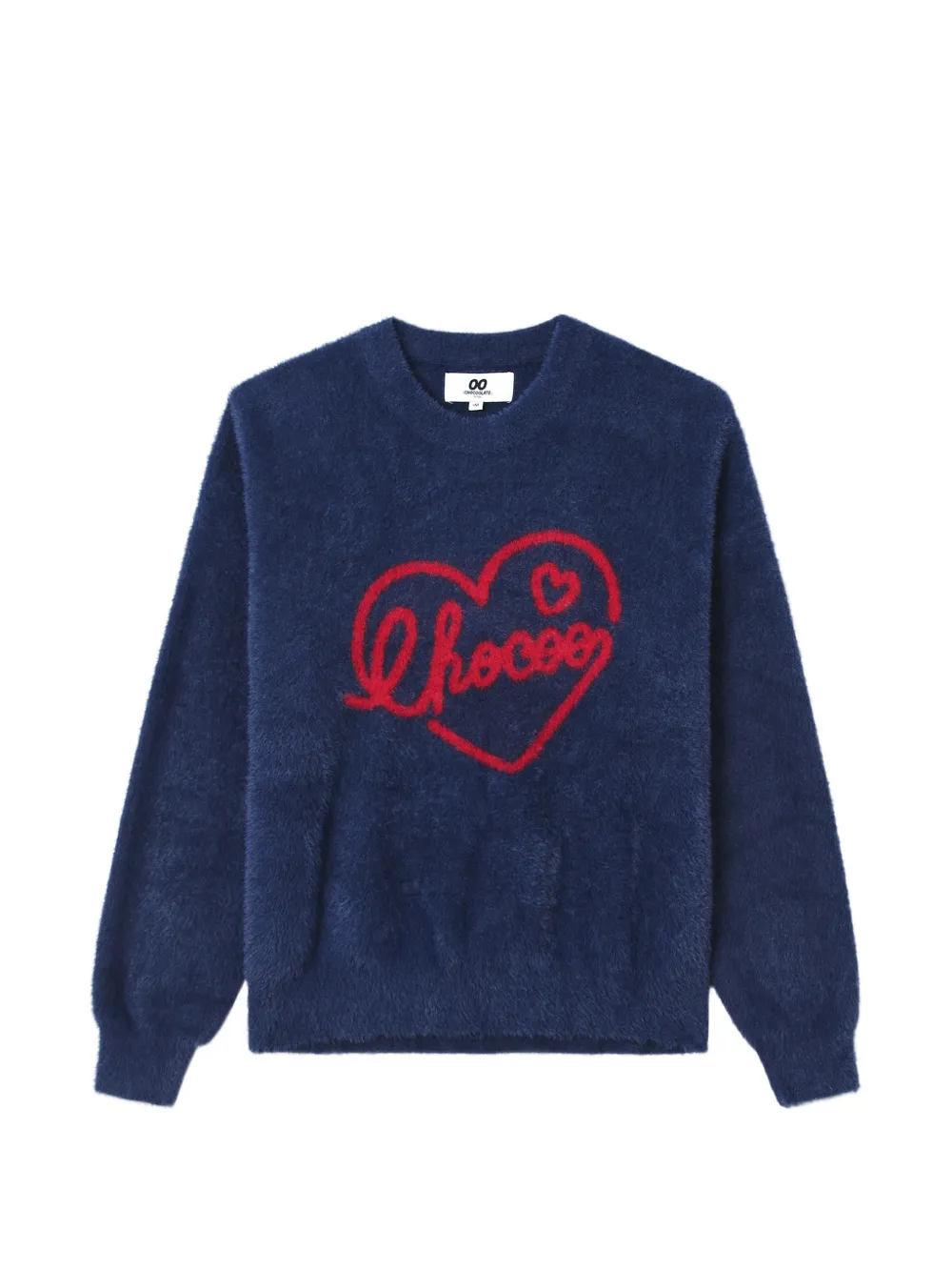 Chocoolate Heart-motif Fuzzy-knit Sweater In Blue