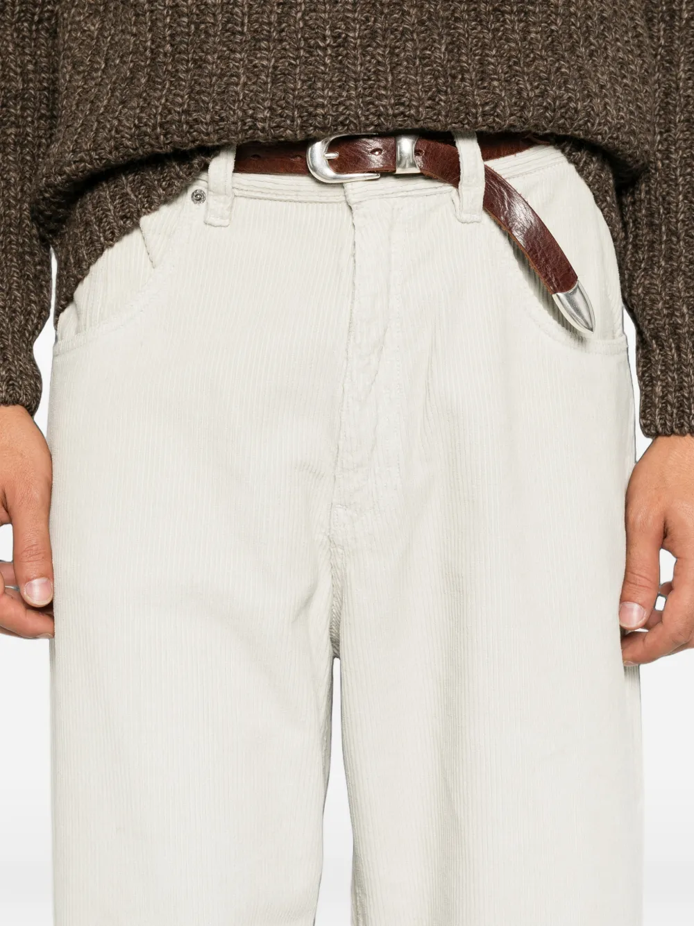 Sunflower Ribfluwelen broek met wijde pijpen Beige