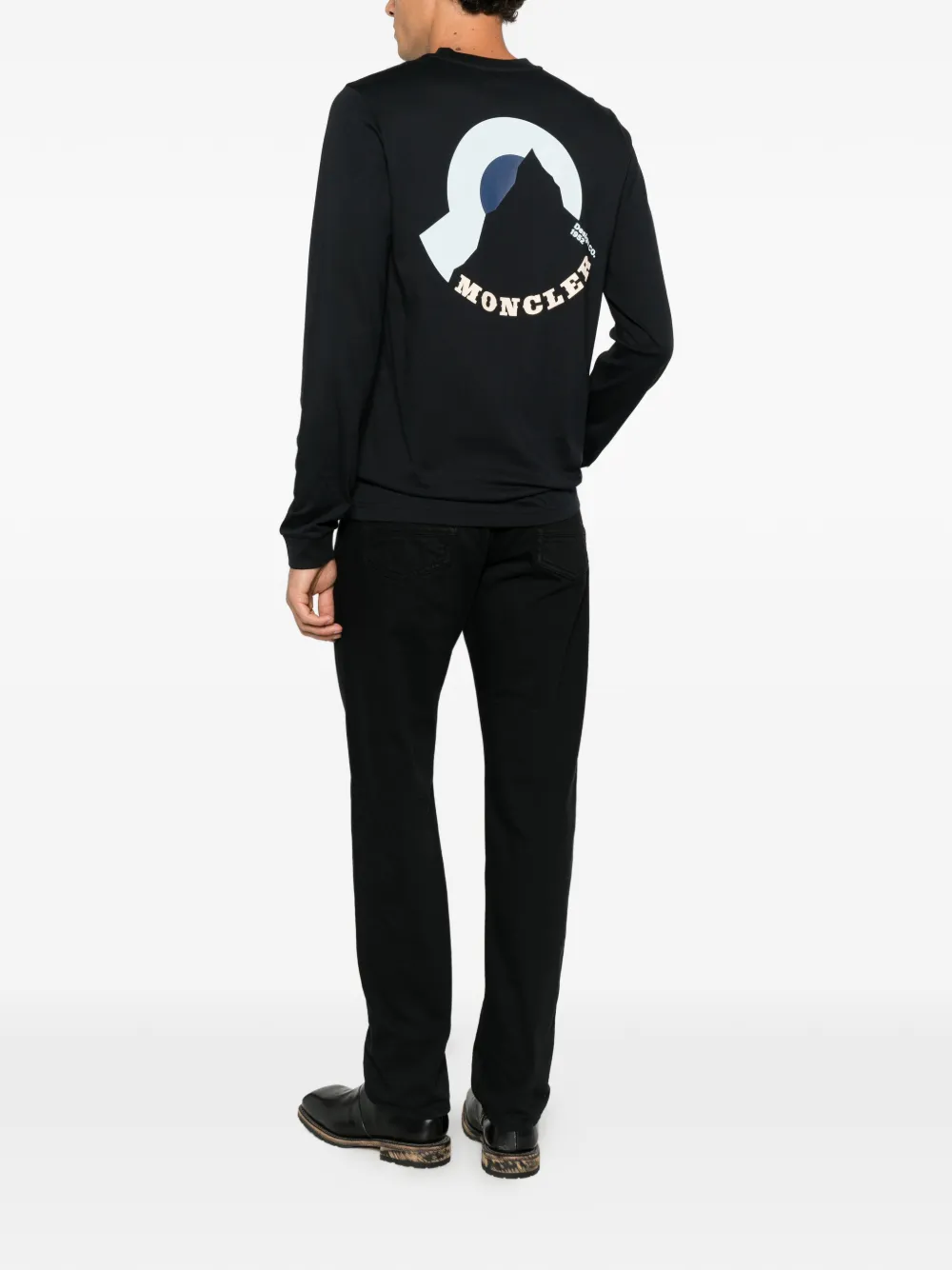 Moncler logo-patch long-sleeve top Blauw