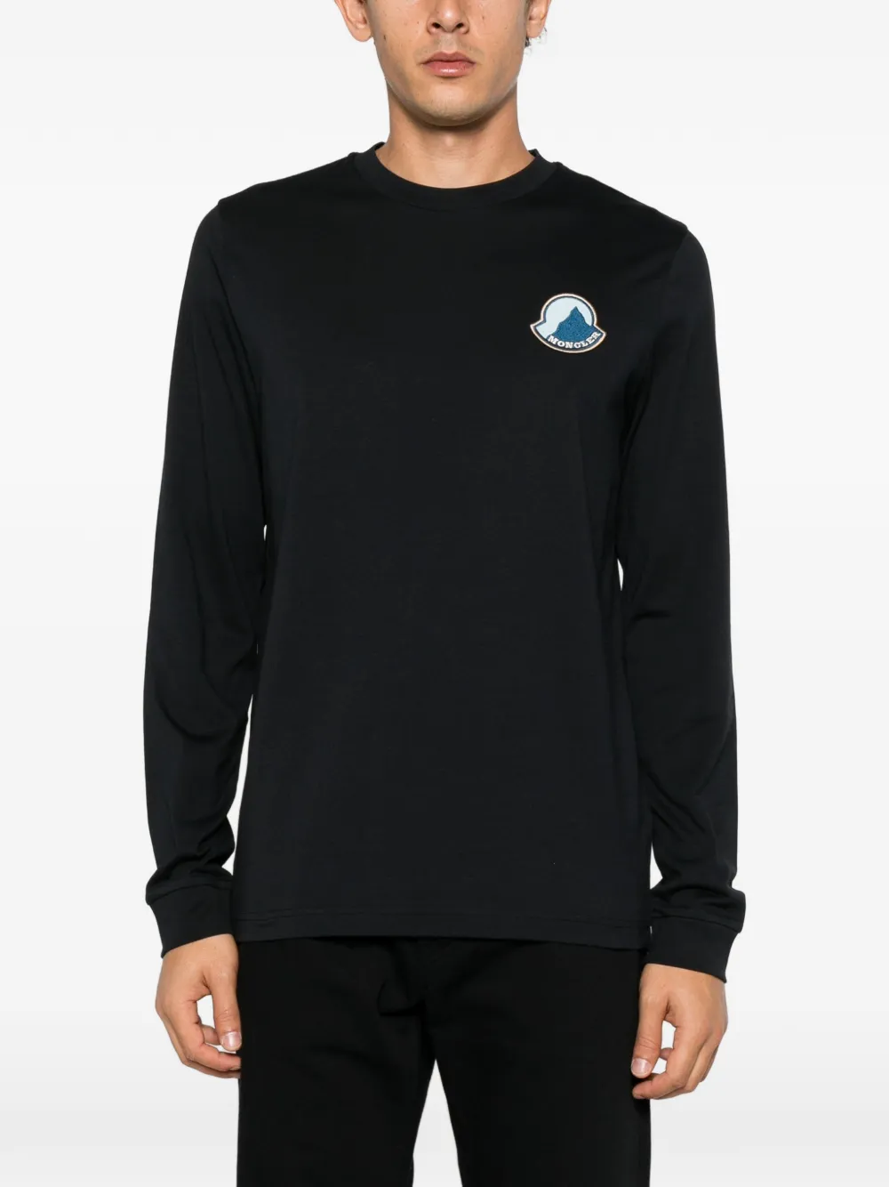 Moncler logo-patch long-sleeve top Blauw