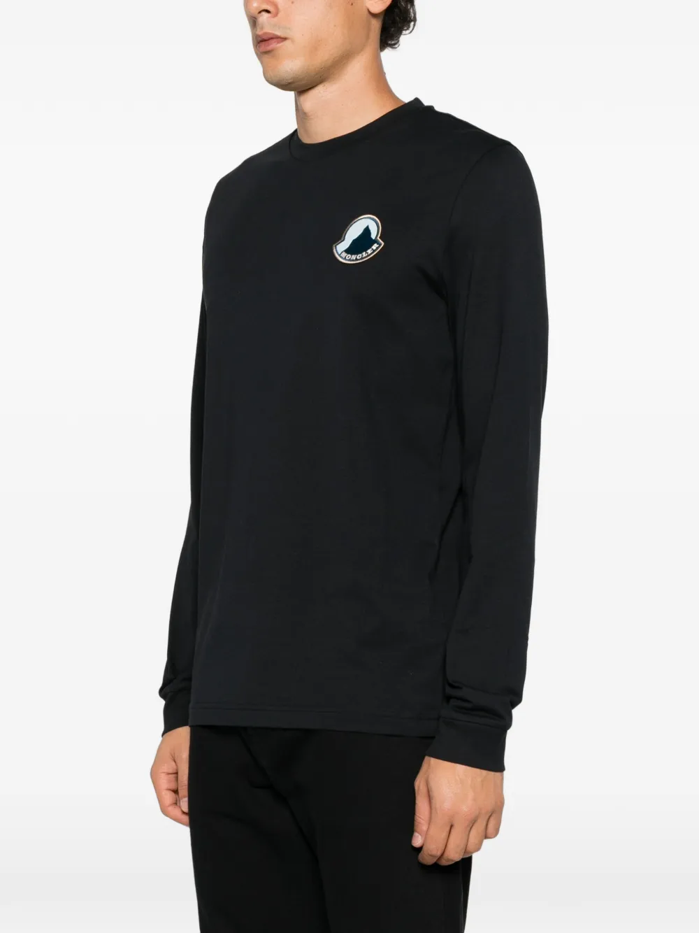 Moncler logo-patch long-sleeve top Blauw